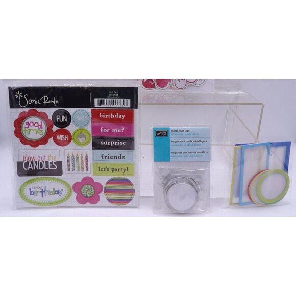 Birthday & Celebration Embellishments Set - Chipboard Metal Tags Hearts & Tags P - Picture 4 of 4